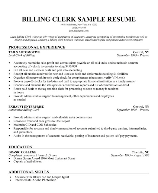Resume clerical office skills